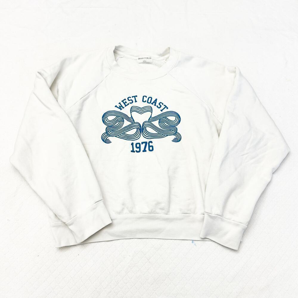 Denim Forum Aritzia The Debbie Crew Sweatshirt White Oversize Sweater Size L